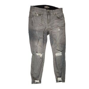 Torrid Distressed Skinny Jeans Womens Size 14S Gray Denim Mid-Rise Cropped